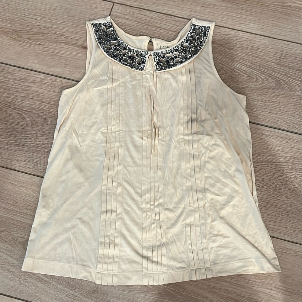 LOFT Jeweled Collar Top